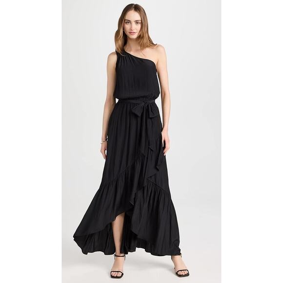 New With Tags Ramy Brook Black Nicola One-Shoulder Flowy Maxi Dress Size Medium - Picture 1 of 10